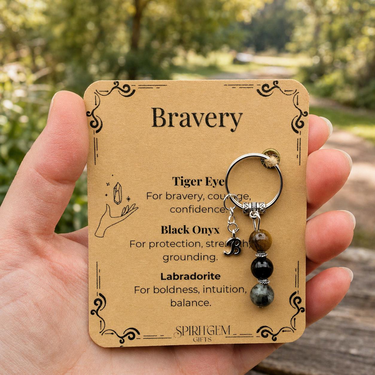 Personalised Bravery Crystal Keyring, Strength Gift, Confidence Boost, Surgery Recovery, Travelling Present, New Job