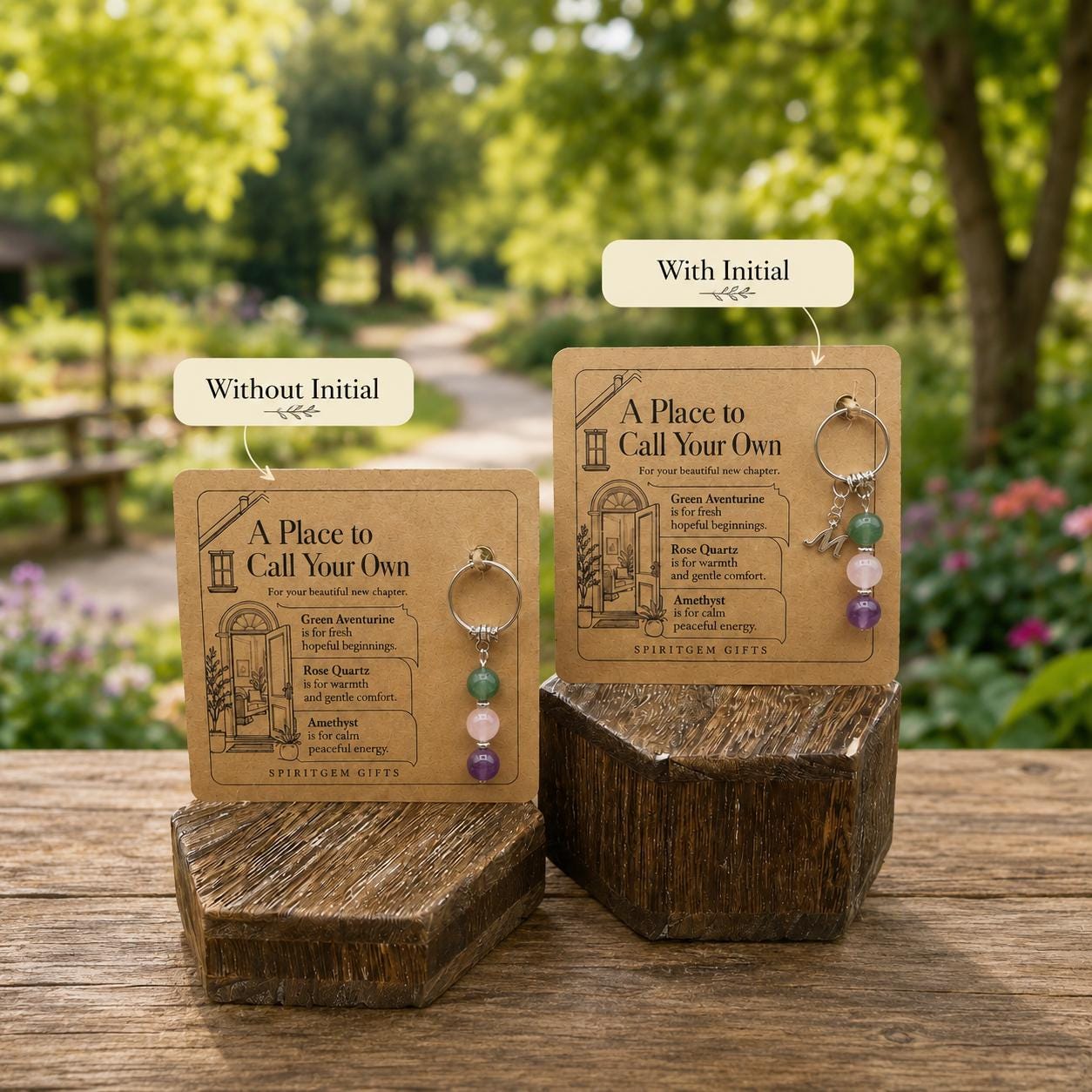 PERSONALISED NEW HOME Crystal Keyring, Housewarming Gift with Illustrated Keepsake Card