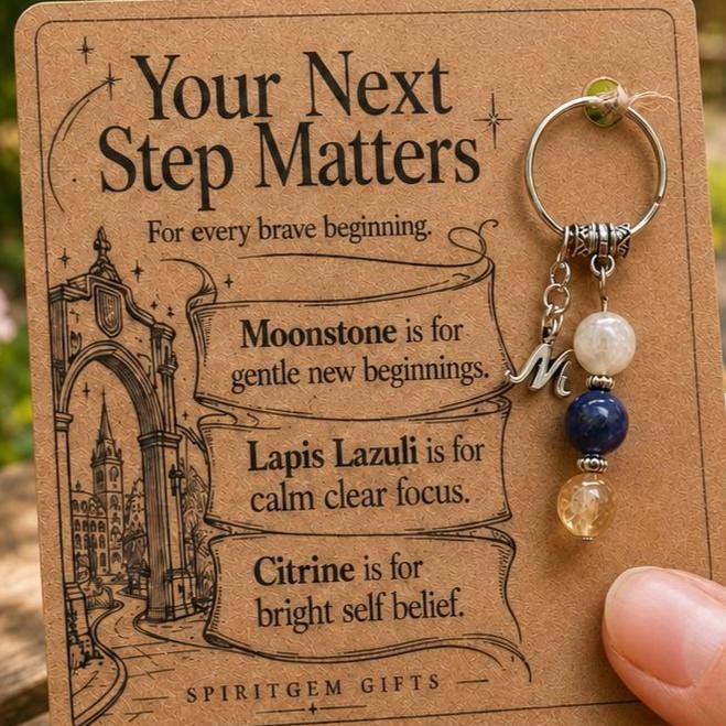PERSONALISED UNIVERSITY Crystal Keyring, Starting University Gift with Illustrated Keepsake Card