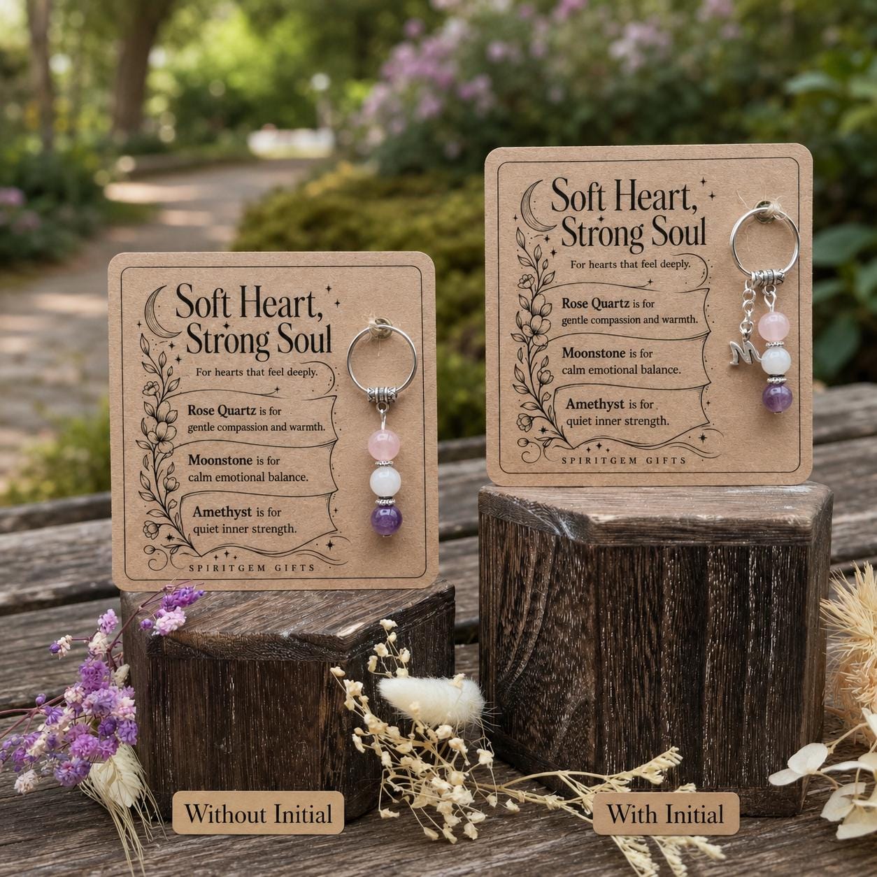 PERSONALISED EMPATH Crystal Keyring, Sensitive Soul Gift with Illustrated Keepsake Card