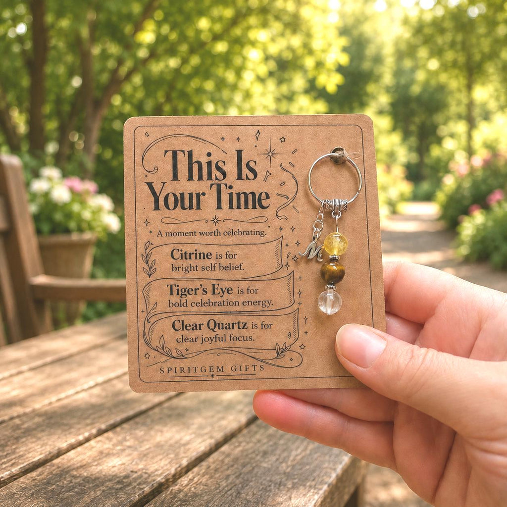 GRADUATION Crystal Keyring, Celebration Gift with Illustrated Keepsake Card