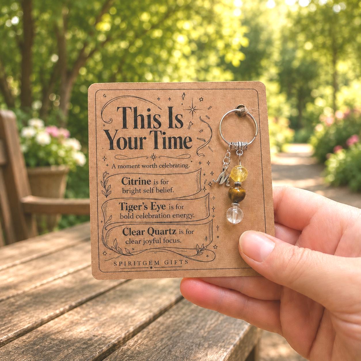 GRADUATION Crystal Keyring, Celebration Gift with Illustrated Keepsake Card