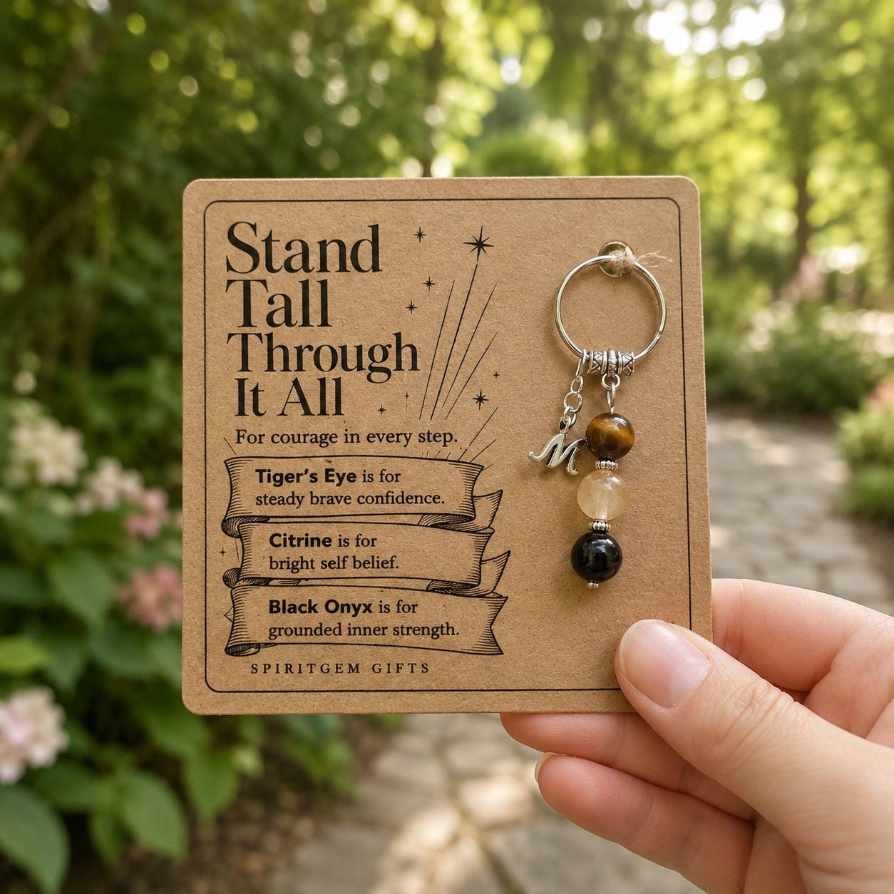 PERSONALISED CONFIDENCE Crystal Keyring, Courage Gift with Illustrated Keepsake Card