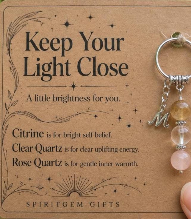 PERSONALISED POSITIVITY Crystal Keyring, Uplifting Gift with Illustrated Keepsake Card