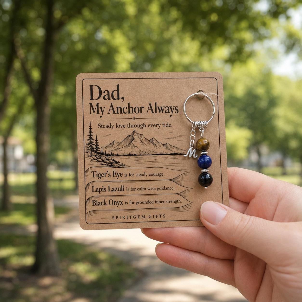 Christmas Gift for Dad, Crystal Keyring with Illustrated 'My Anchor Always' Card, Personalised Stocking Filler