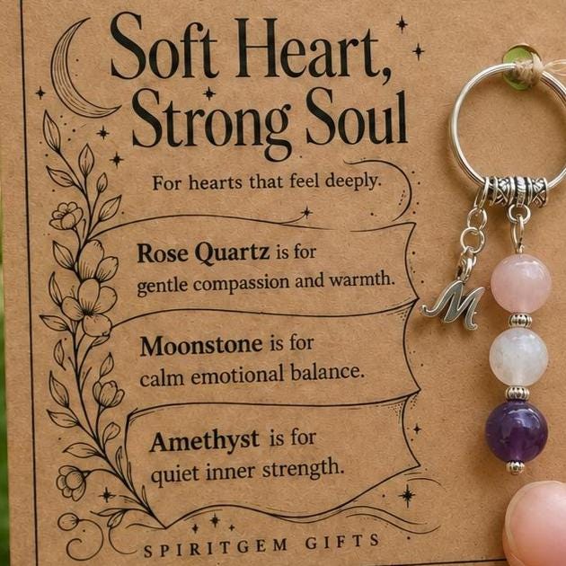 PERSONALISED EMPATH Crystal Keyring, Sensitive Soul Gift with Illustrated Keepsake Card