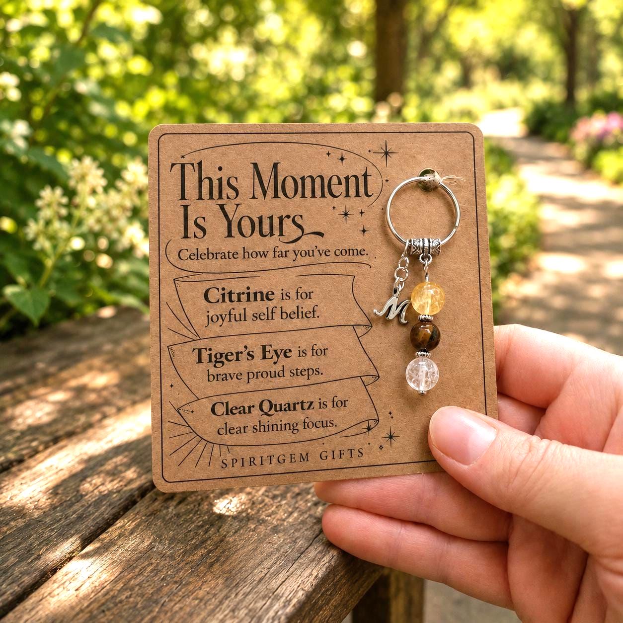 PERSONALISED CELEBRATION Crystal Keyring, Congratulations Gift with Illustrated Keepsake Card