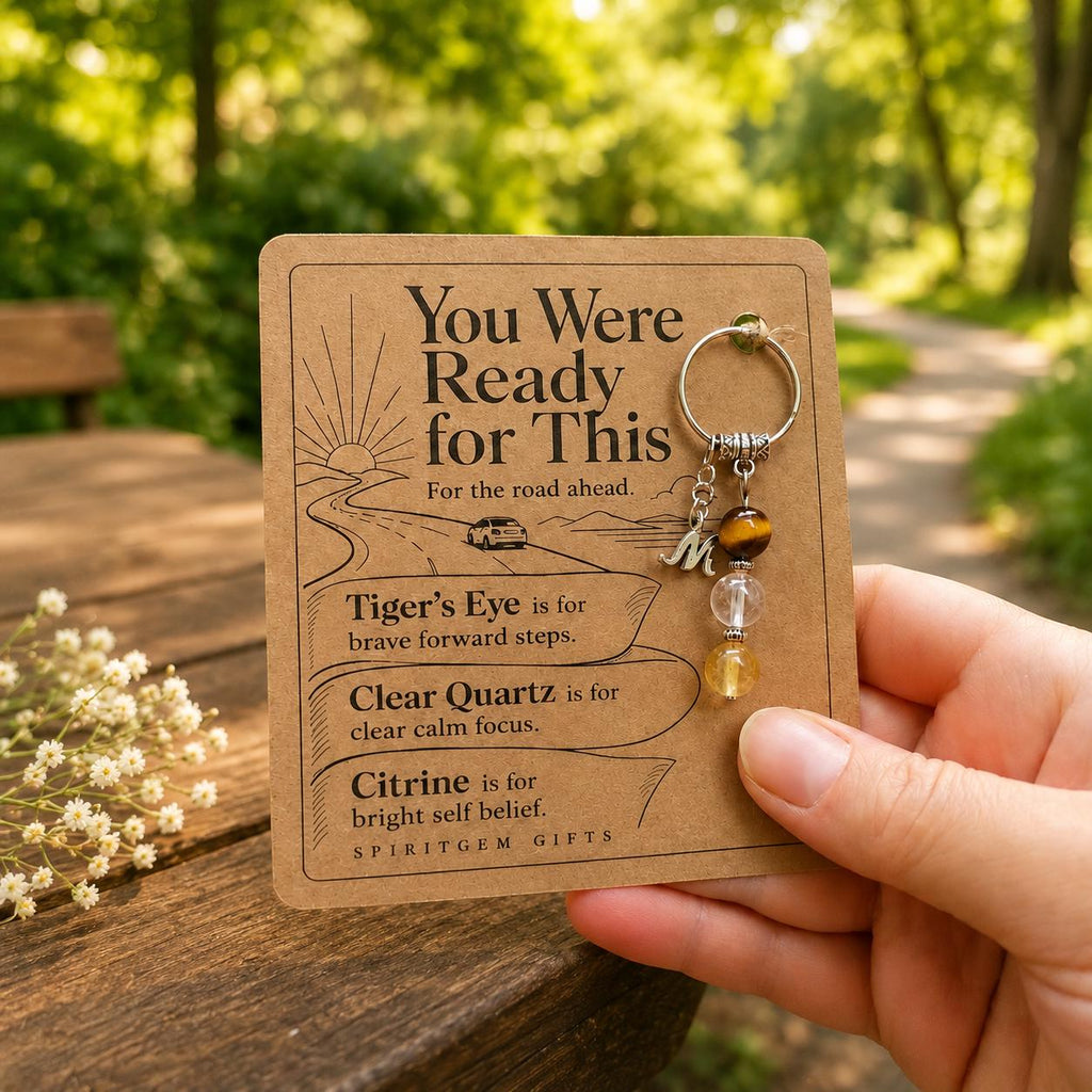 PERSONALISED Passed DRIVING TEST Crystal Keyring, New Driver Gift with Illustrated Keepsake Card