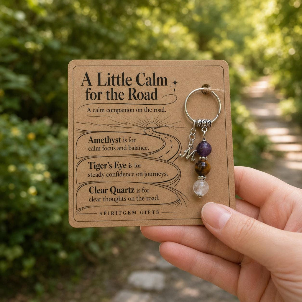 PERSONALISED SAFE DRIVING Crystal Keyring, Driver Gift with Illustrated Keepsake Card