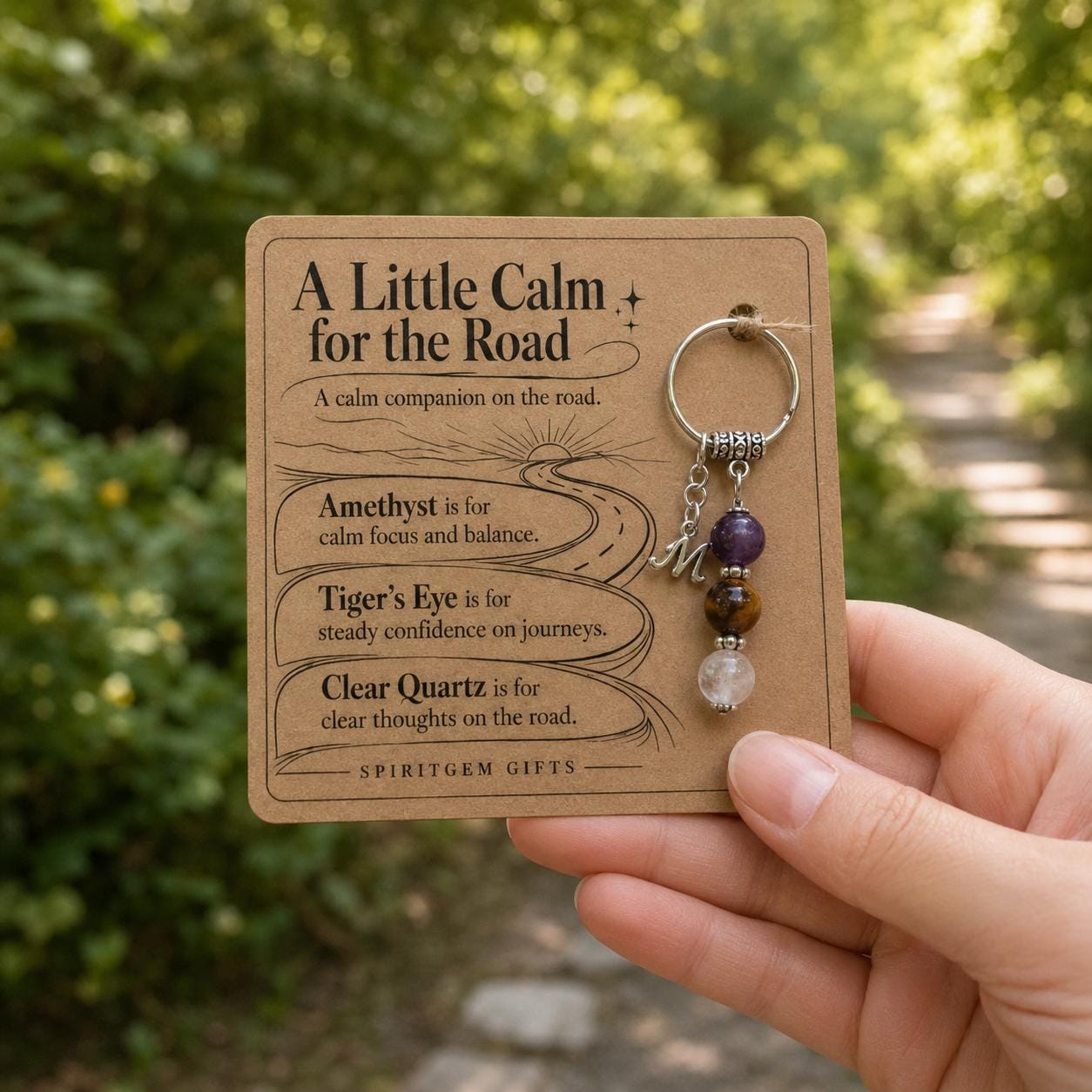 PERSONALISED SAFE DRIVING Crystal Keyring, Driver Gift with Illustrated Keepsake Card