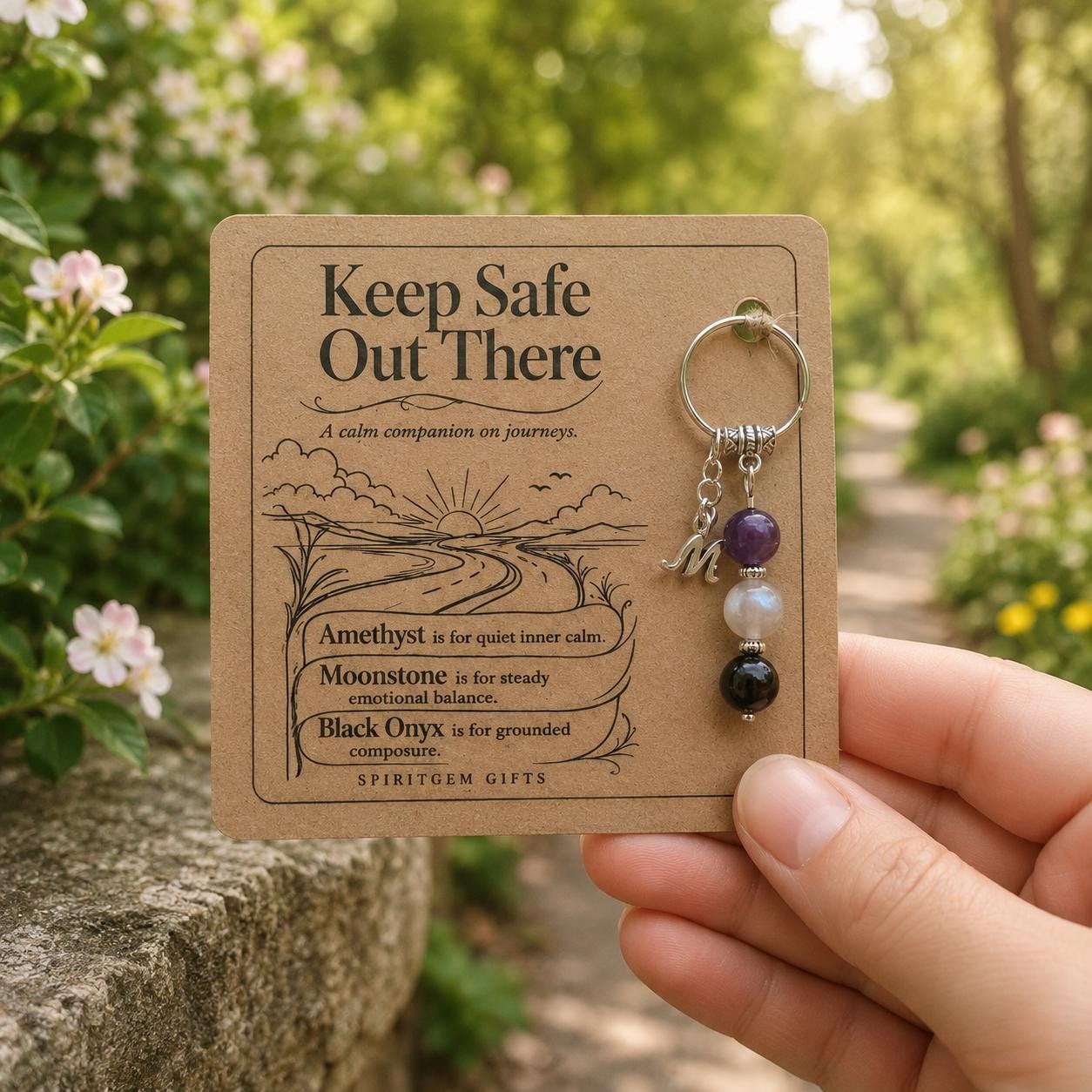 New Driver Gift, Passed Driving Test Crystal Keyring with Illustrated 'Keep Safe Out There' Card