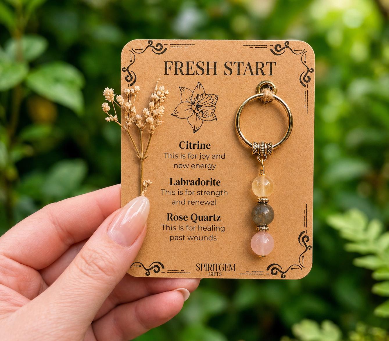 Fresh Start Gift Keyring, New school, Personalised Crystal Keychain, New Job Gift, interview gift, New Home Gift, Graduation Present