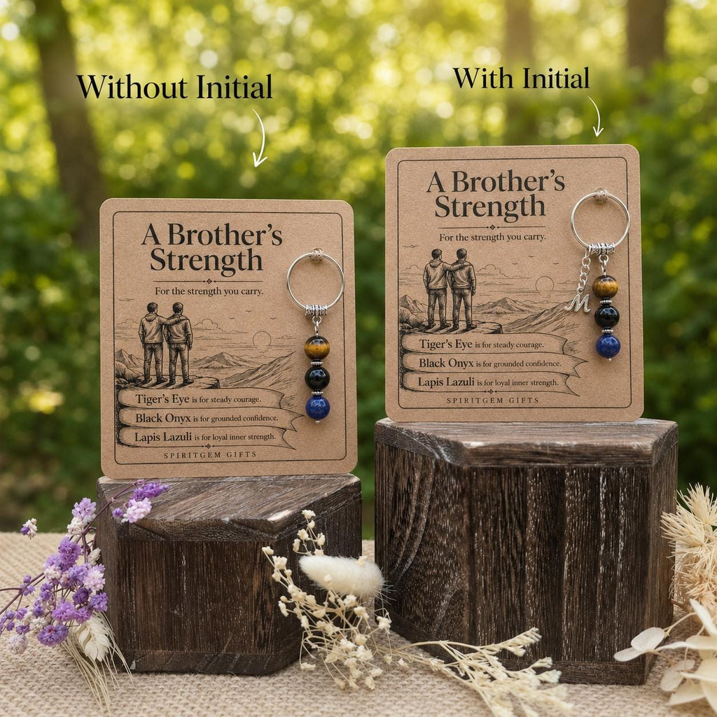 Personalised BROTHER Crystal Keyring with Illustrated Keepsake Card Birthday Gift