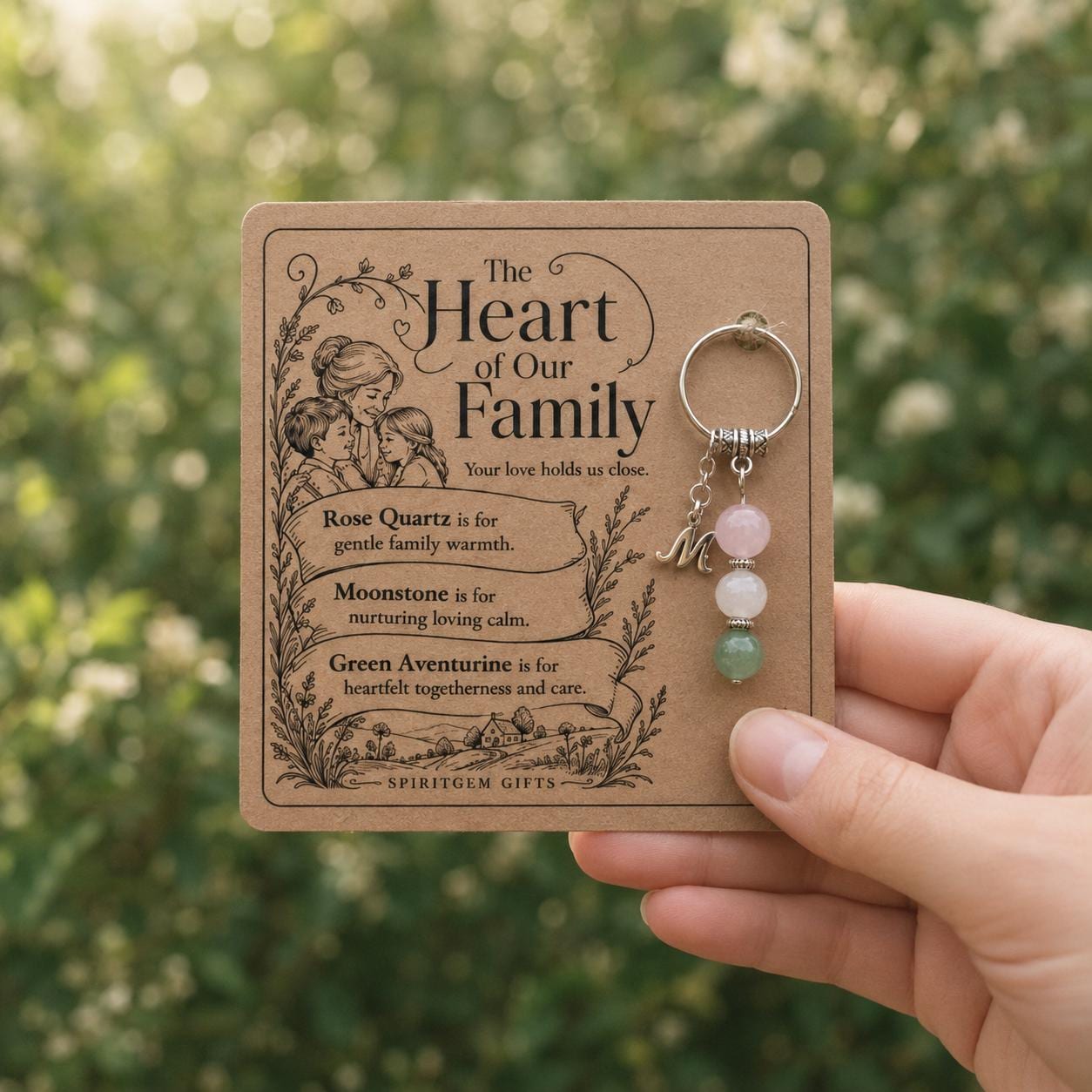 Personalised NANNA Crystal Keyring with Illustrated Keepsake Card Mother’s Day Gift