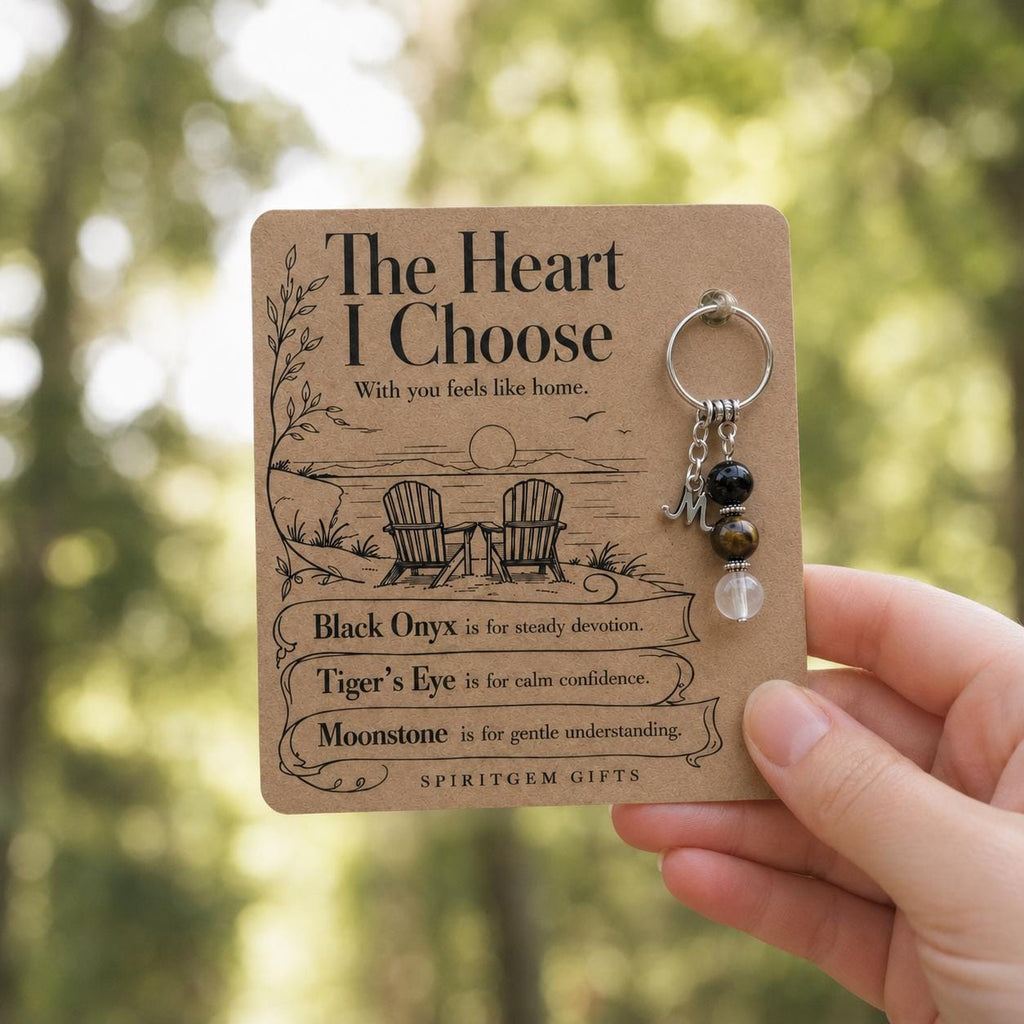 Personalised HUSBAND Crystal Keyring with Illustrated Keepsake Card Anniversary Gift