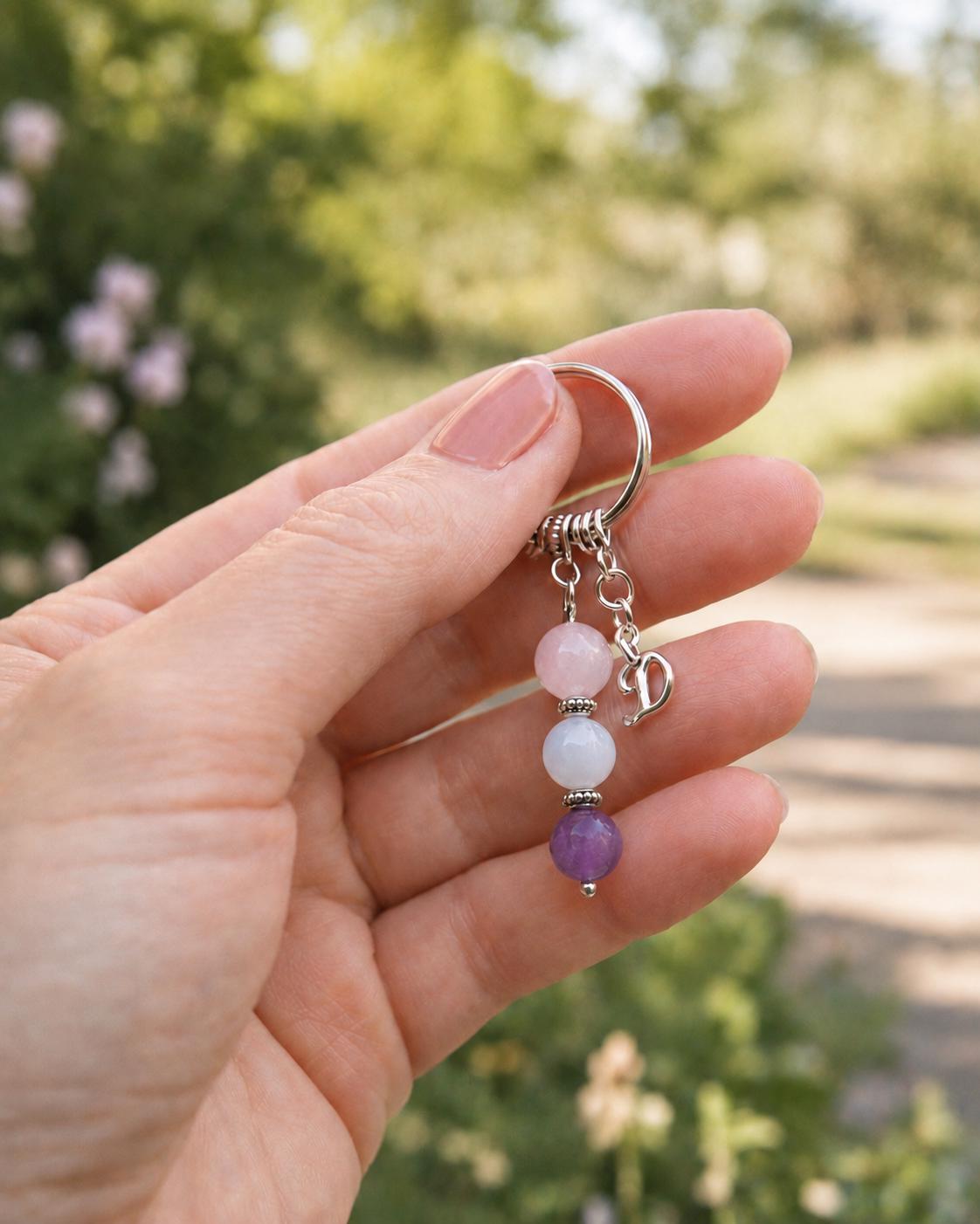 Bridesmaid Proposal Gift, Crystal Keyring with Illustrated 'By Your Side on Your Big Day' Card