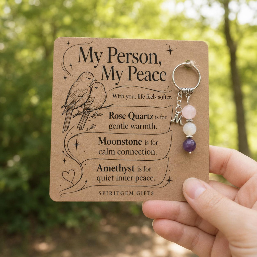 Personalised PARTNER Crystal Keyring with Illustrated Keepsake Card Anniversary Gift