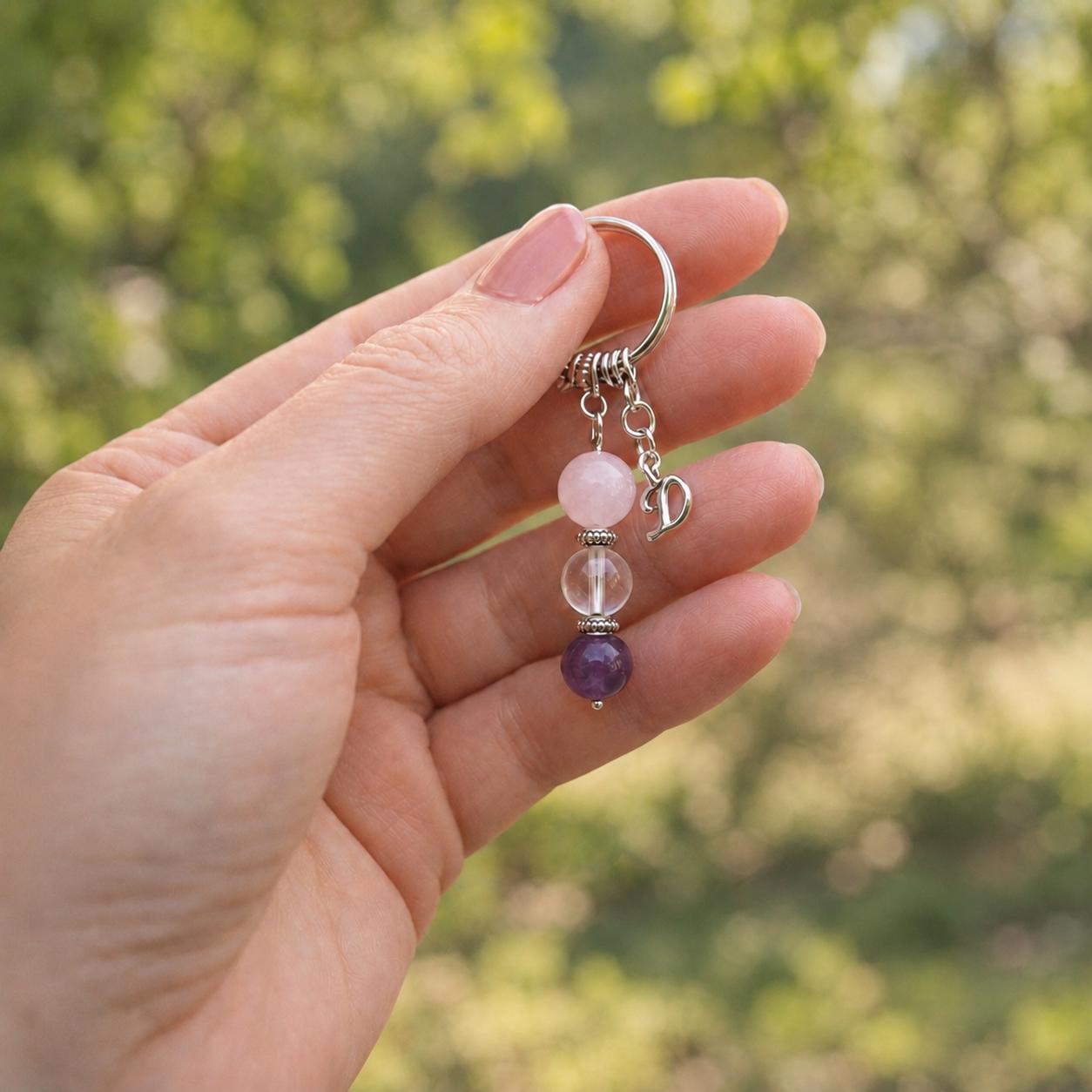Personalised WEDDING MORNING Crystal Keyring with Illustrated Keepsake Card Bride Gift