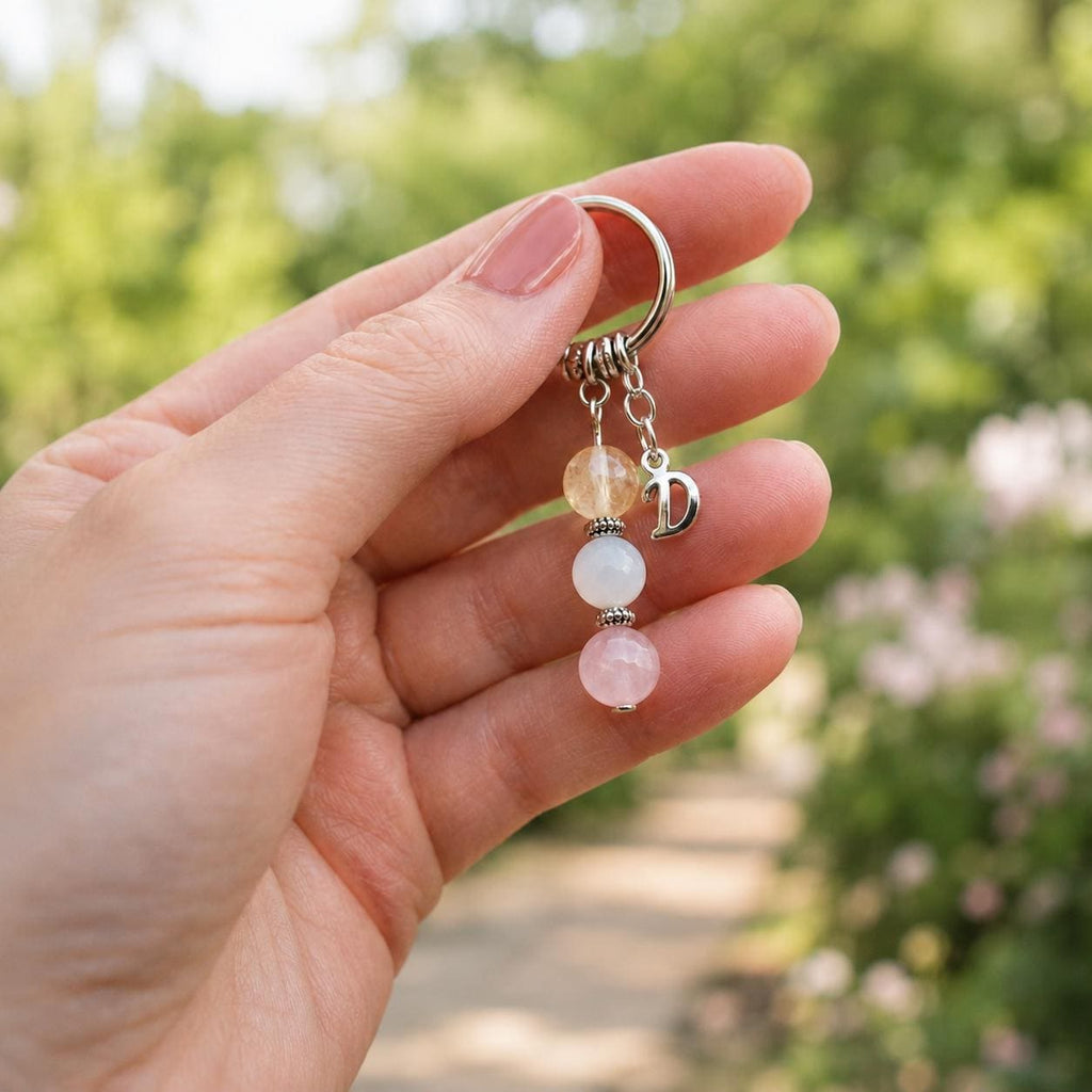 60th Birthday Gift for Her, Crystal Keyring with Illustrated 'Sixty with Grace' Card, Mum Nanna Keepsake