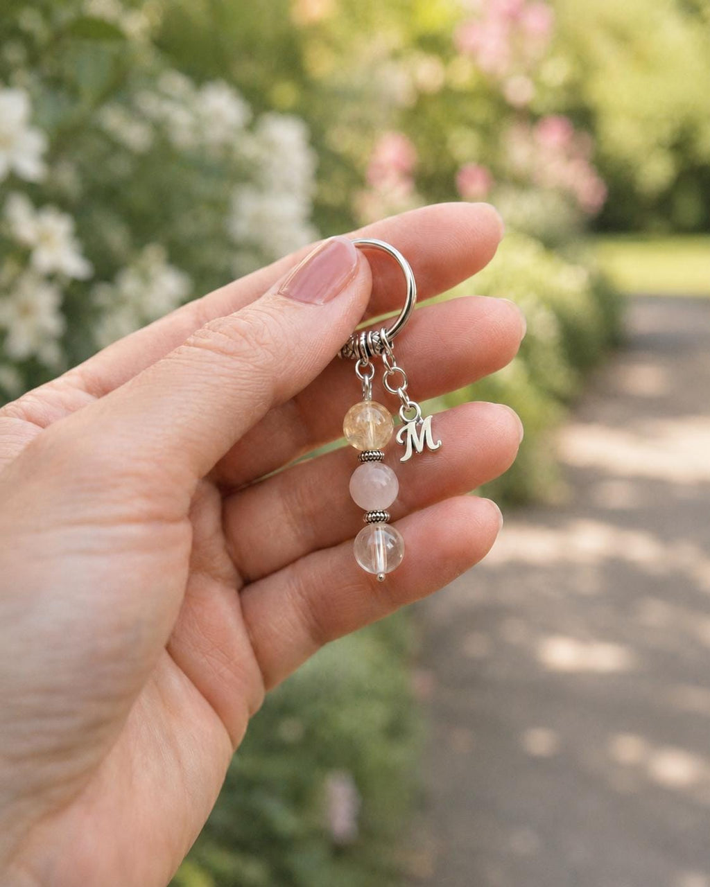 Secret Santa Gift for Her, Crystal Keyring with Illustrated 'Wrapped in Holiday Cheer' Card