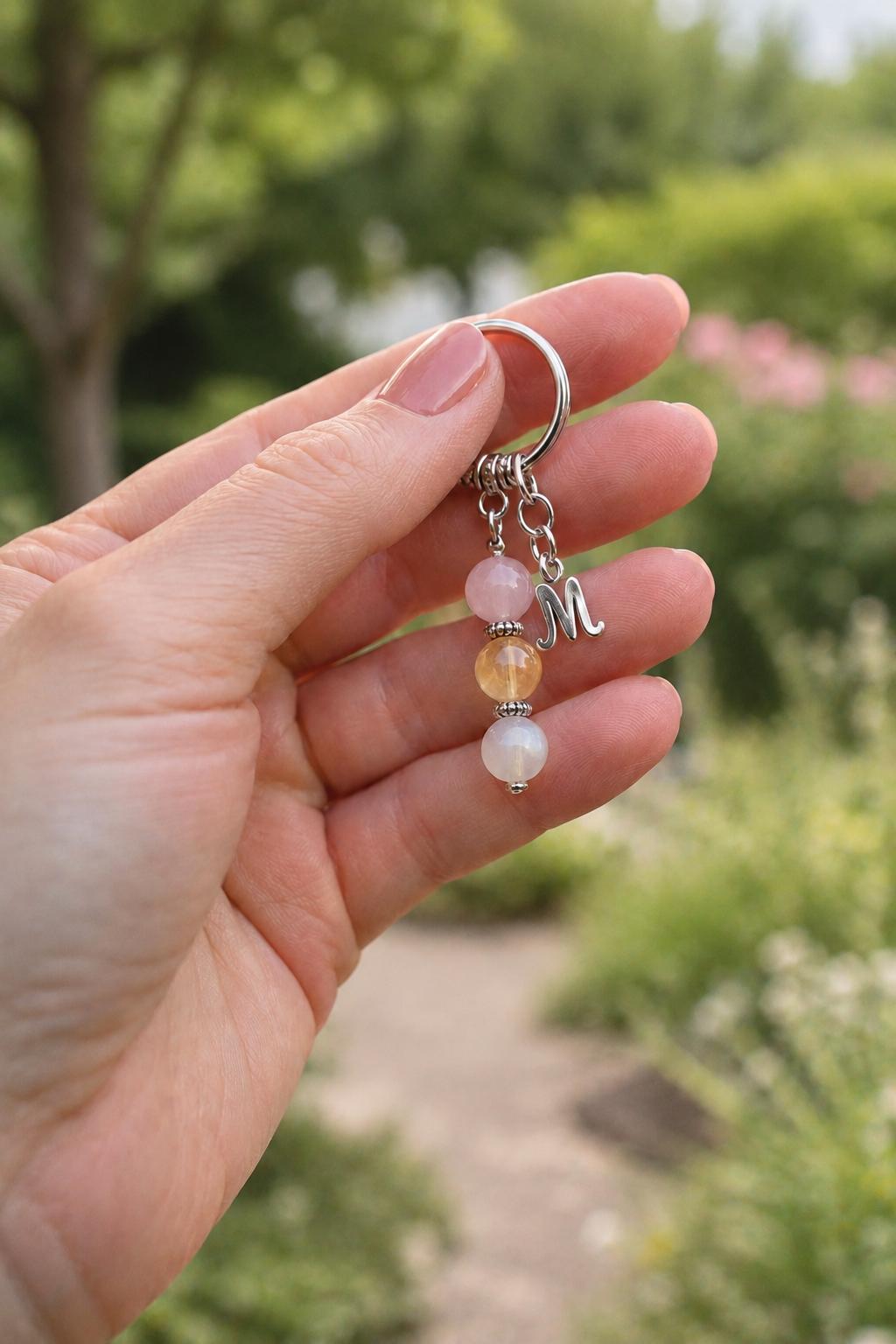 Easter Gift for Her, Crystal Keyring with Illustrated 'A Sweet Little Spring Gift' Card