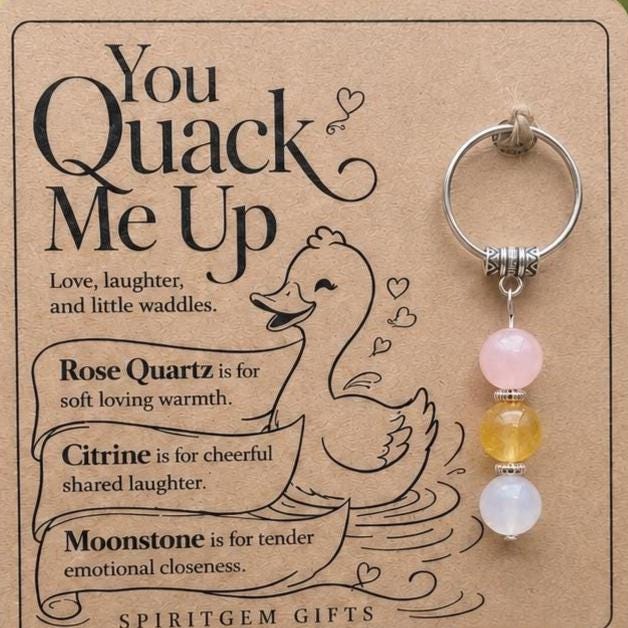 Personalised You Quack Me Up Crystal Keyring with Illustrated Keepsake Card Valentine’s Day Gift