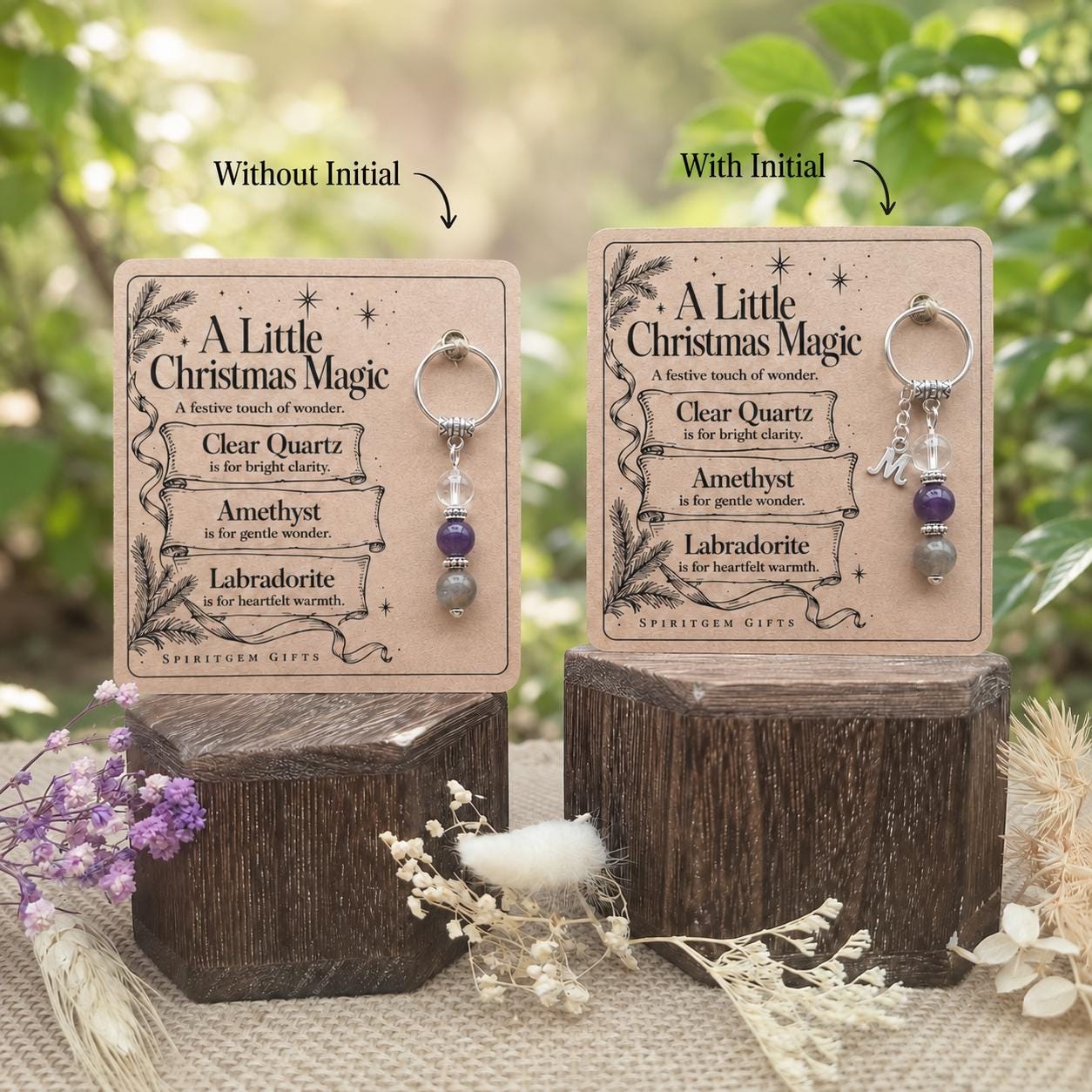Christmas Eve Box Filler, Crystal Keyring with Illustrated 'A Little Christmas Magic' Card