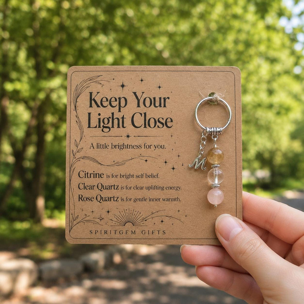 PERSONALISED POSITIVITY Crystal Keyring, Uplifting Gift with Illustrated Keepsake Card