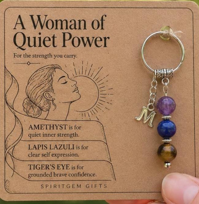 PERSONALISED Quiet Power Crystal Keyring, Strong WOMAN GIFT, Empowerment Gift for Her, Encouragement Card