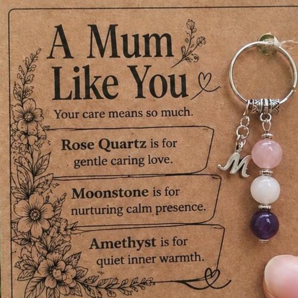Mother in Law Gift, Crystal Keyring with Illustrated 'A Mum Like You' Card