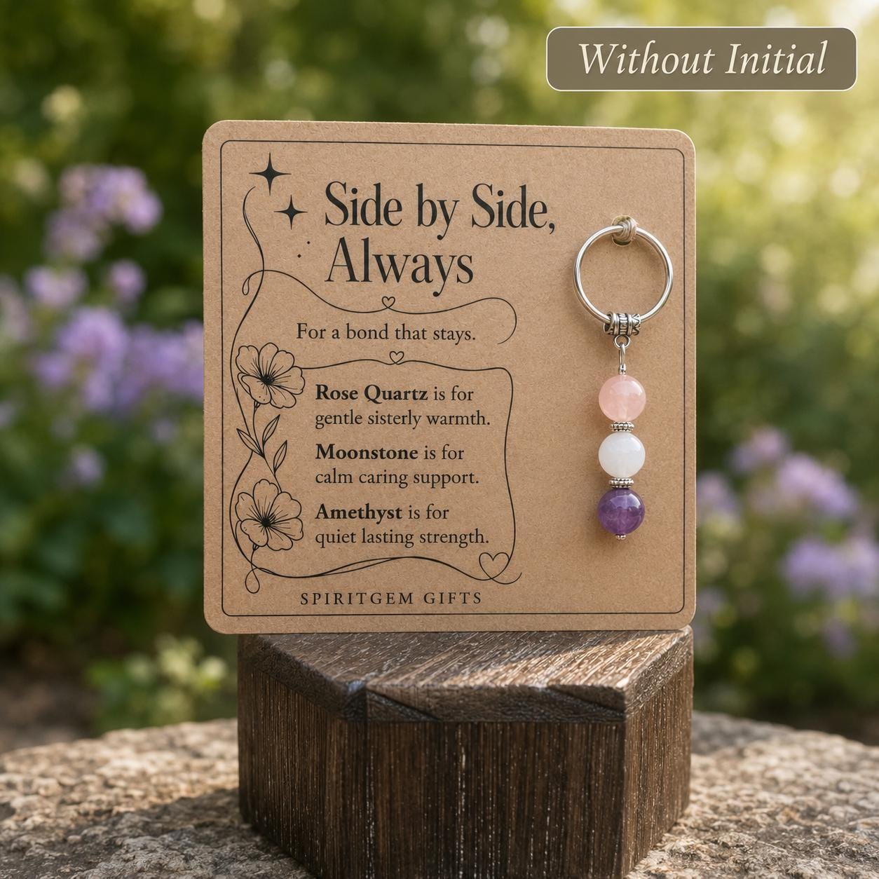 Personalised SISTER Crystal Keyring with Illustrated Keepsake Card Birthday Gift
