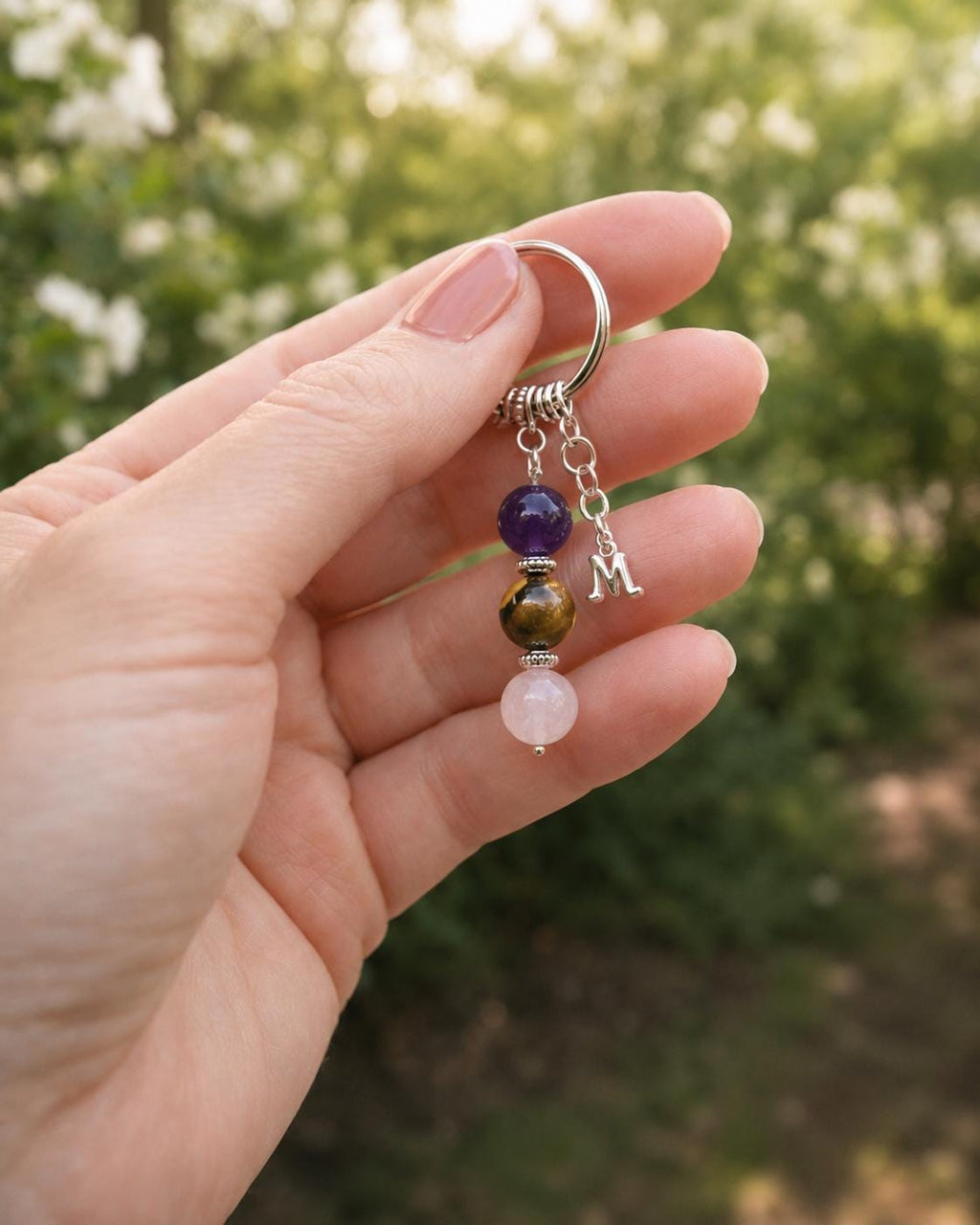 Uncle Birthday Gift, Crystal Keyring with Illustrated 'Steady and Kind' Card