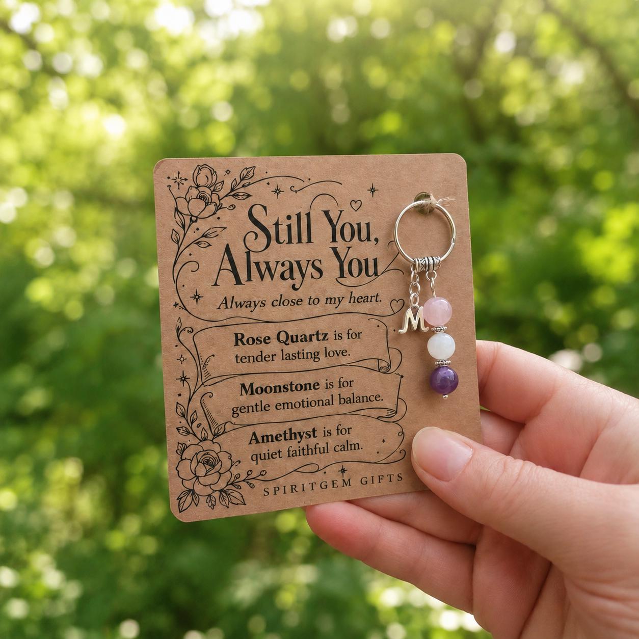 Personalised GIRLFRIEND Crystal Keyring with Illustrated Keepsake Card Valentine’s Day Gift