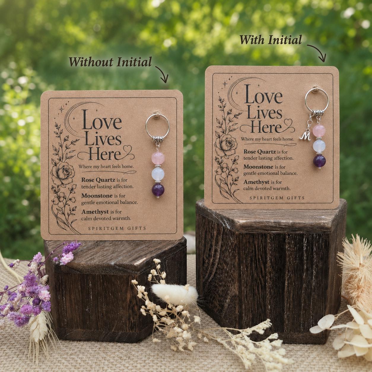 Personalised WIFE Crystal Keyring with Illustrated Keepsake Card Anniversary Gift