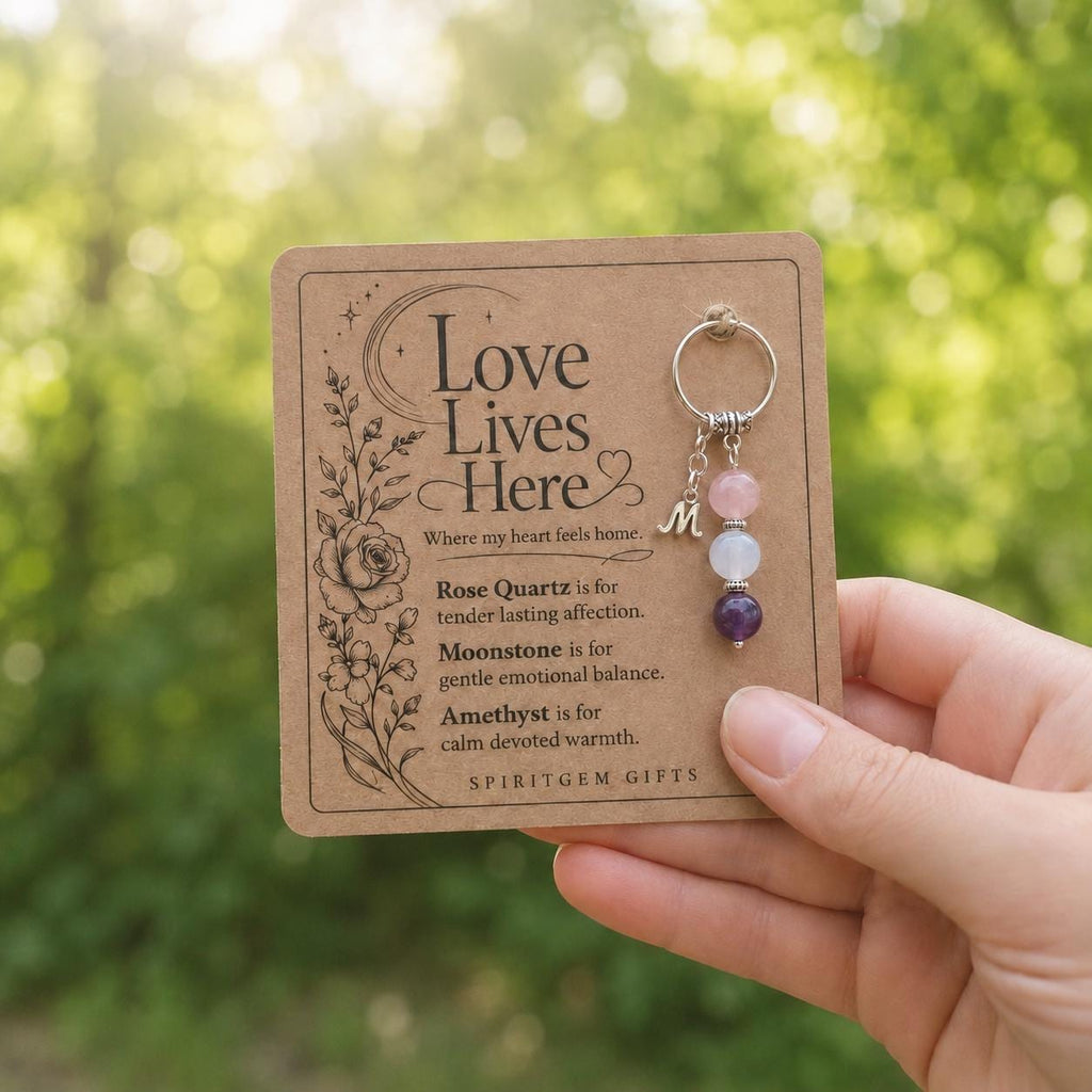 Personalised WIFE Crystal Keyring with Illustrated Keepsake Card Anniversary Gift