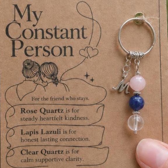 My Person Gift, Friendship Crystal Keyring with Illustrated 'My Constant Person' Card