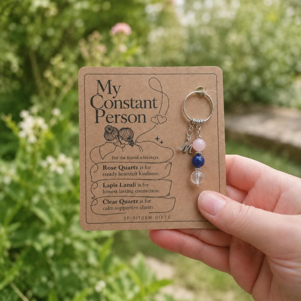 My Person Gift, Friendship Crystal Keyring with Illustrated 'My Constant Person' Card