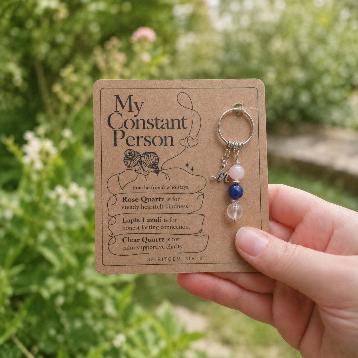 My Person Gift, Friendship Crystal Keyring with Illustrated 'My Constant Person' Card