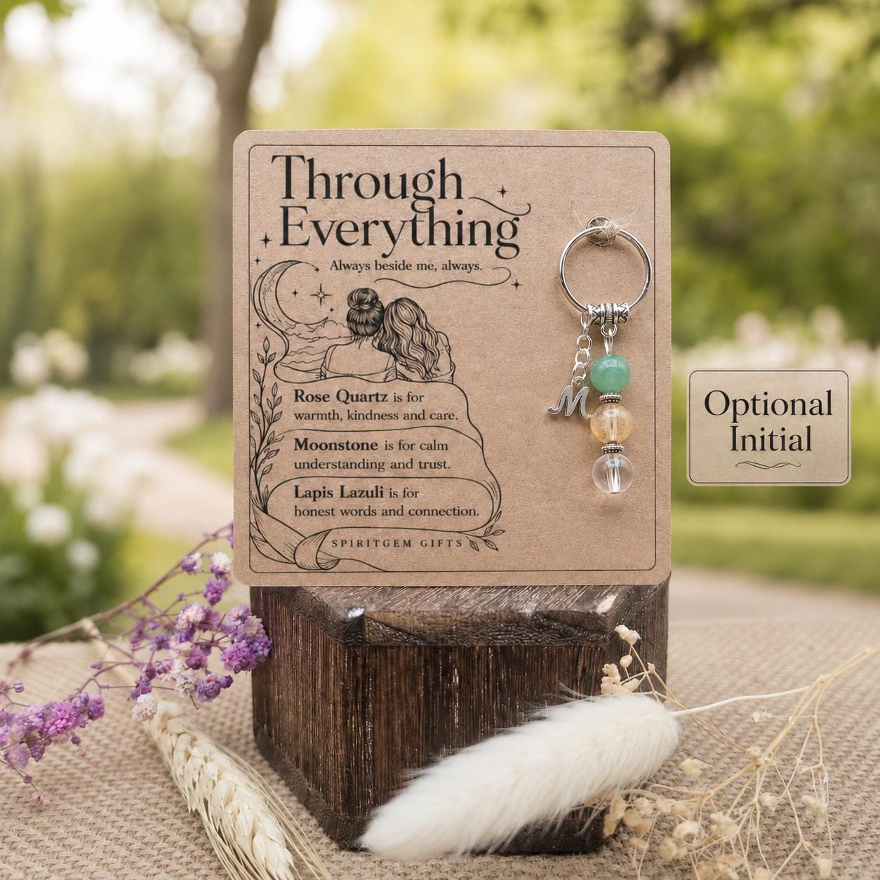 Personalised Friend Crystal Keyring with Keepsake Card