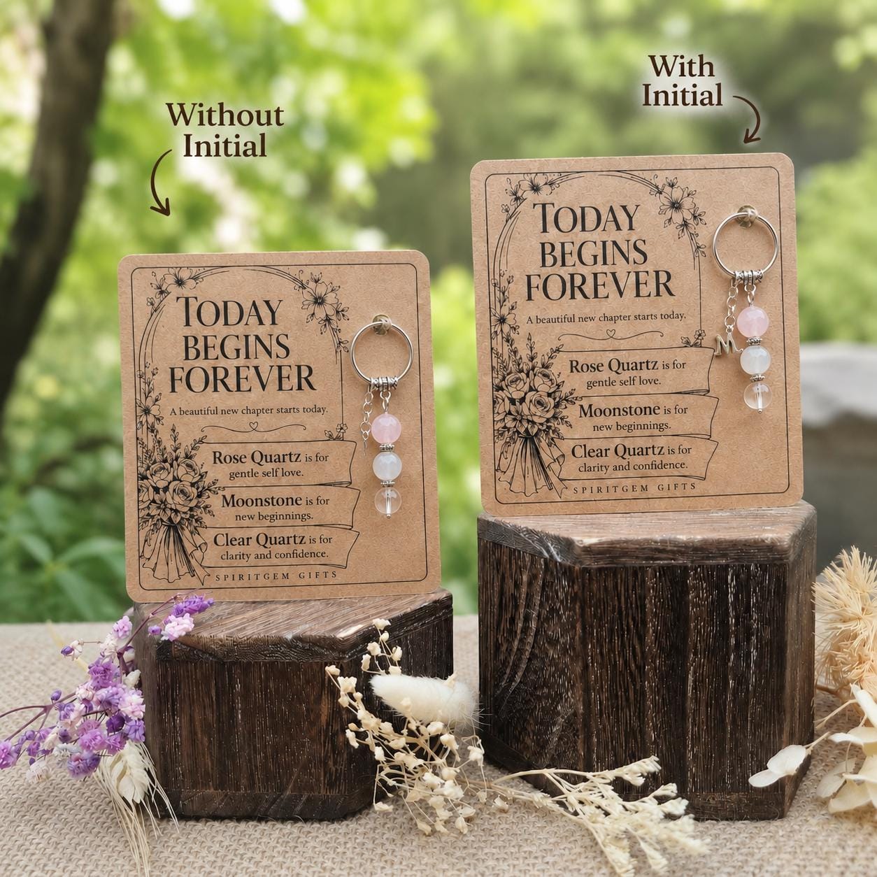 Bride to Be Gift, Crystal Keyring with Illustrated 'Today Begins Forever' Card, Hen Party Keepsake