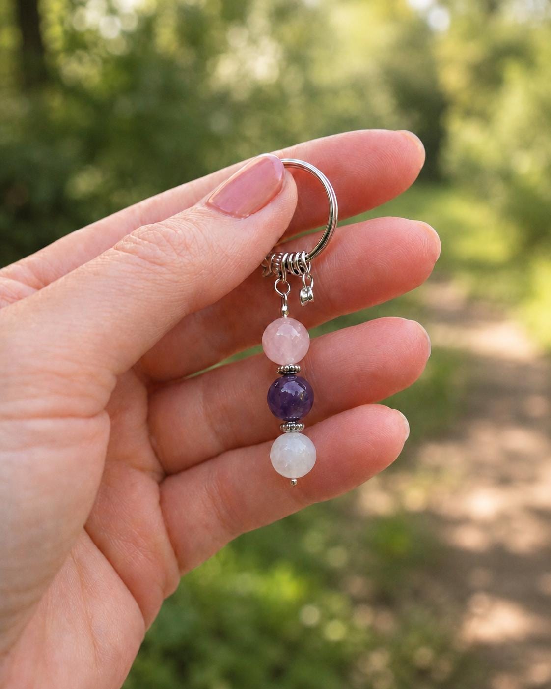 Maid of Honour Thank You Gift, Crystal Keyring with Illustrated 'Standing With You' Card