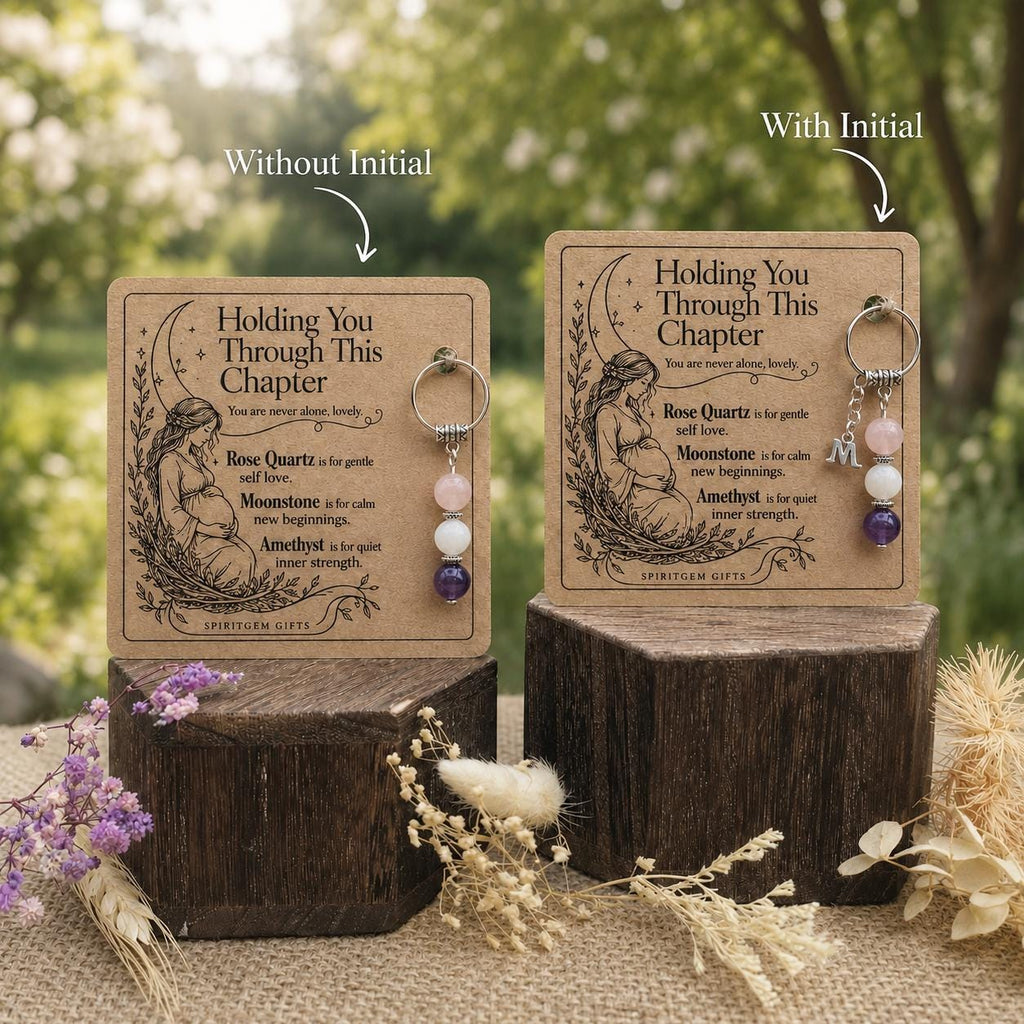 IVF Support Gift, Crystal Keyring with Illustrated 'Holding You Through This Chapter' Card
