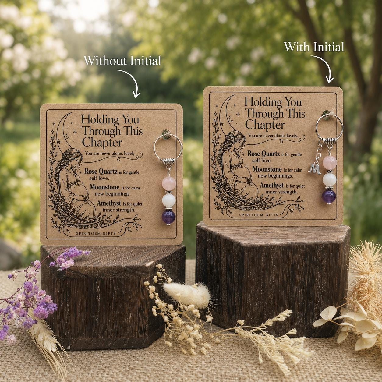 IVF Support Gift, Crystal Keyring with Illustrated 'Holding You Through This Chapter' Card