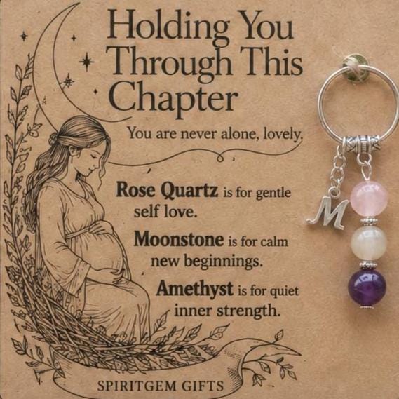 IVF Support Gift, Crystal Keyring with Illustrated 'Holding You Through This Chapter' Card