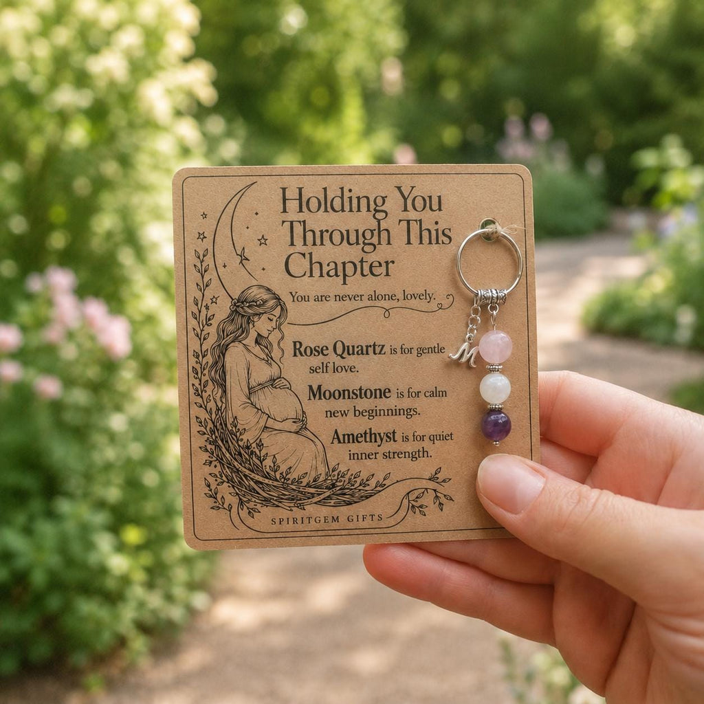 IVF Support Gift, Crystal Keyring with Illustrated 'Holding You Through This Chapter' Card