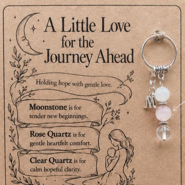 Personalised IVF Crystal Keyring with Illustrated Keepsake Card Fertility Gift