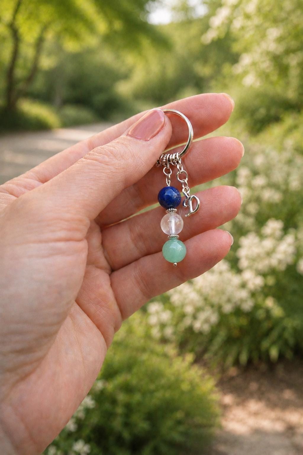 Thank You Teacher Gift, Crystal Keyring with Illustrated 'You Help Minds Bloom' Card, Personalised Keepsake