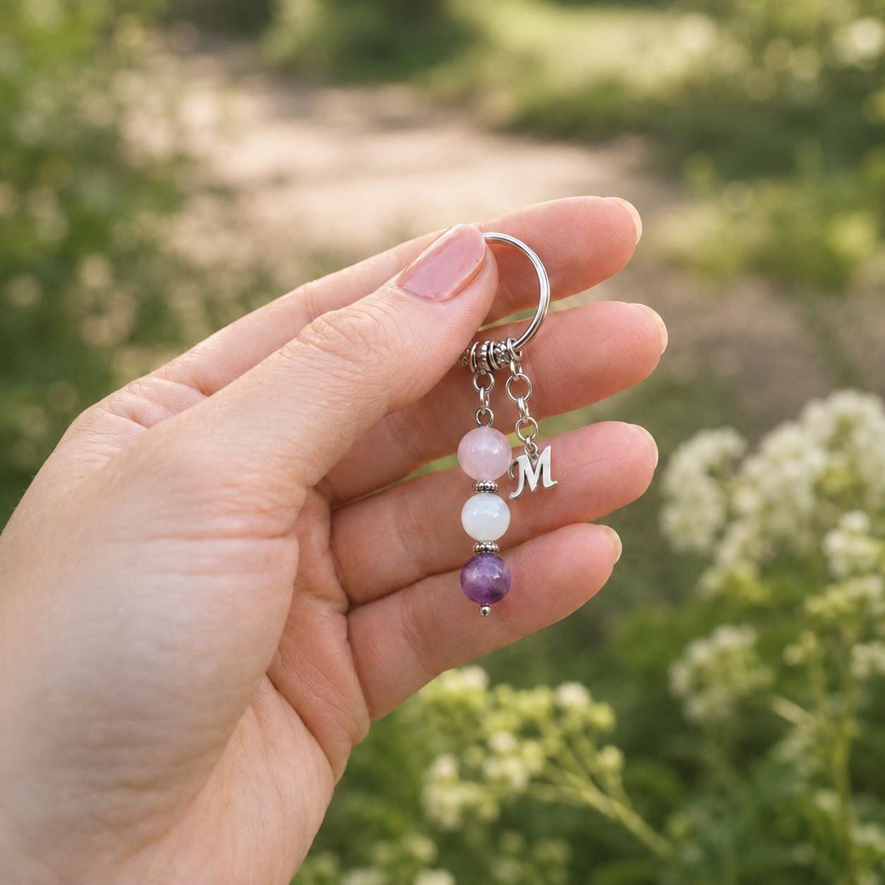 Dog Lover Gift, Crystal Keyring with Illustrated 'Pawprints and Love' Card