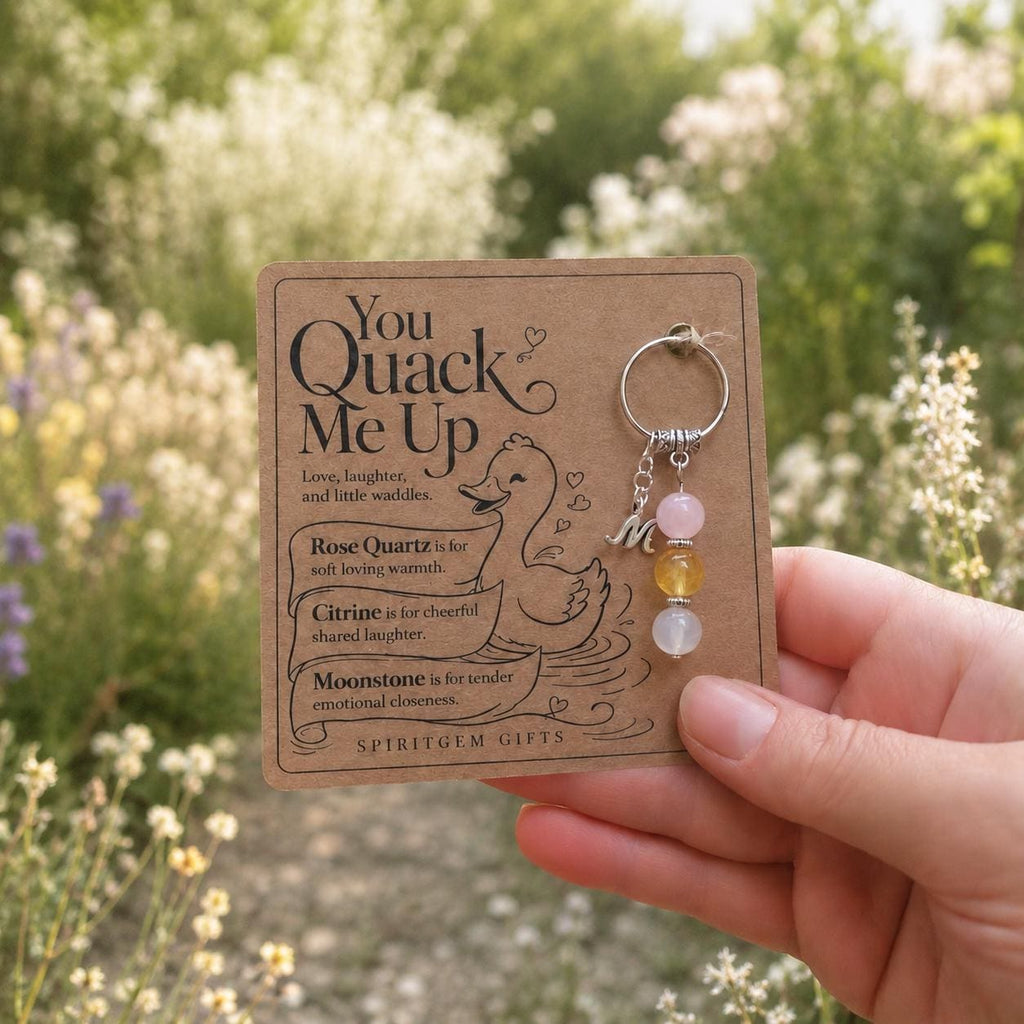 Personalised You Quack Me Up Crystal Keyring with Illustrated Keepsake Card Valentine’s Day Gift