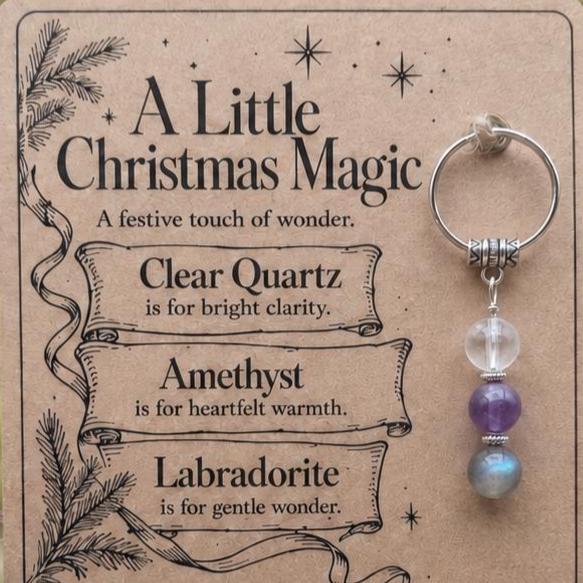 Christmas Eve Box Filler, Crystal Keyring with Illustrated 'A Little Christmas Magic' Card